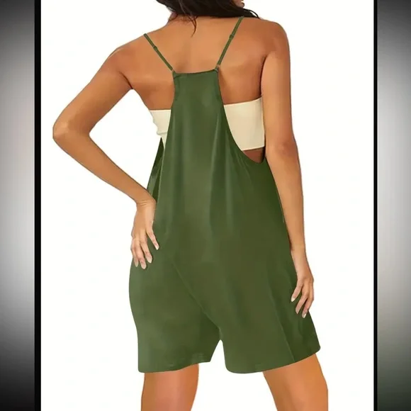 ARMY GREEN Cami Shorts Romper - Picture 2 of 5